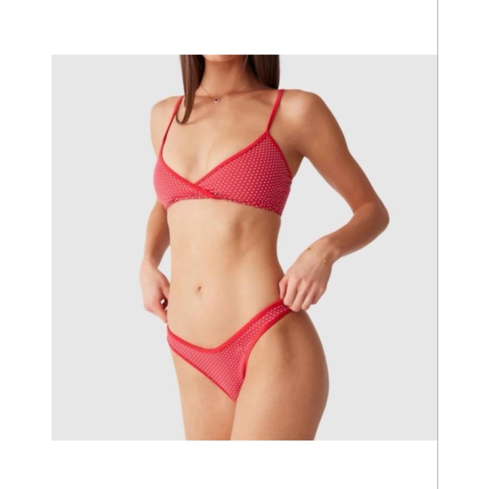 NWT Frankie’s Bikinis Catalina Dove Bottom Bikini Bottoms Polka Dot Red- Size XL